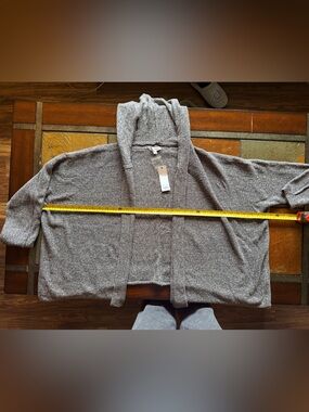 Sonoma xl open knit chunky kimono black white heathered gray layering preppy new